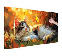 Animal Diamond Painting Kits for Adults, Large Diamond Art for Adults Cat Pattern with Round Full Drill, Crystal Art Paintings Embroidery Kits for Home Room Decor, Gifts for Women, 28x12 inch S-24