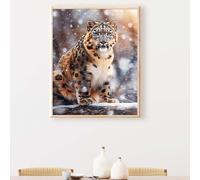 Animal Diamond Painting Leopard Diamond Art Accessories 5D Round Full Drill Sequin Art Cross Canvas Painting Pictures Kits for Adults Beginners for LIiving Room Home Wall Decor Gifts 36x48in PJY8 O-I
