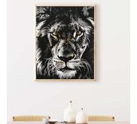 Animal Diamond Painting Lion Diamond Art Accessories 5D Round Full Drill Sequin Art Cross Canvas Painting Pictures Kits for Adults Beginners for LIiving Room Decor Gifts 39×53in/100×135cm PJY9 I-6