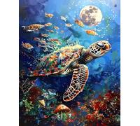 Animal Diamond Painting Turtle Diamond Art Kits Adults, 5D Crystal Art Kits for Adults Beginners DIY Round Full Drill Cross Embroidery Kits Crafts Pictures, Home Wall Decor 90x120cm/36x48 In z-2024