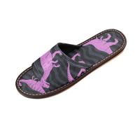 Animal Dinosaur Black Fluorescence Megenta Womens Fashion Slippers Indoor Summer Cozy custom made Rubber Sole Home Shoes for Guest, Hotel, Travel, Airplane pantuflas para mujer