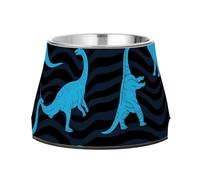 Animal Dinosaur Fluorescence Blue Black Bowls for Dogs with Stand Stainless Steel Pets Feeding Bowl for Loving Pet Comfort Feeding plato para perros con ansiedad
