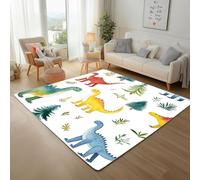 Animal Dinosaur With Leaves Rugs Living Room 120x170cm Washable Rugs Painted Jungle Dinosaurs Modern Floor mats Soft Short Pile Area Rug Anti Slip Rug Carpet for Bedroom Dining Room