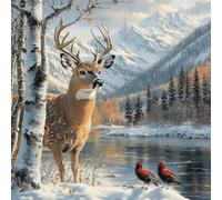 Animal DIY Diamond Art Kits Adults, Diamond Painting for Wall Decor, Snow Scene 5D Round Full Drill Crystal Art Kits, Cross Stitch Embroidery Crafts Pictures for Adults Beginners, Gifts 20x20in B-9386