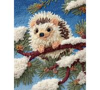 Animal DIY Latchook Kit Hedgehog On The Tree DIY Latch Hook Rug Making Kits for Beginners Unfinished Crocheting Tapestry Embroidery Carpet 60x90cm