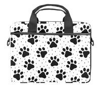 Animal Dog Footfrint Pet Paw Pattern Laptop Case Bag Sleeve Portable Crossbody Messenger Briefcase w/Strap Handle, 13 14 inch