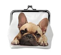 Animal Dog French Bulldog Print Compact Coin Purse 4.52 x 4.13in Cute Mini Wallet with Kiss Lock Waterproof Pouch