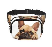 animal dog french bulldog print Fanny Pack Waist Packs with Extender for Men Women, Waist Bag Hip Pack with Zipper Pockets, Black, One Size