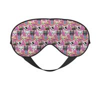 Animal Dog French Bulldog Printing Soft Eye Mask Reversible Cover for Travel Adjustable Strap Blackout Sleep