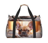 animal dog french bulldog2 print Carry on Luggage for Women Men Shoulder Weekender Crossbody Bag for Yoga Travel Must Haves, Black, One Size