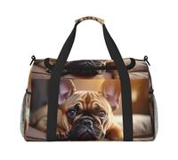 animal dog french bulldog3 print Overnight Bags for Women and Men Shoulder Bag Carry On Bag for Traveling Travel Essentials, Black, One Size