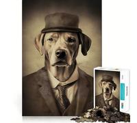 Animal Dog in Suit And Cap Jigsaw Puzzle 1000 Think Boost Game Tight Lock No Loose Pieces Interactive Brain Challenge for Home (38x52cm)