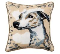 Animal Dog Latch Hook Kits for Adults,Cute Whippet,Embroidery Kits,DIY Pillowcase Hook and Latch,17x17in