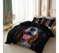 Animal dog modern HD Bernese Mountain Dog King Duvet Cover Set, Microfiber Bedding Set with Pillowcases, Hypoallergenic Reversible Black Quilt Cover for Kids Girls Teens Adults (230 x 220 cm)