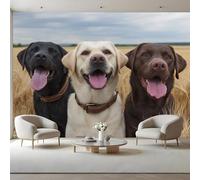 Animal Dogs Peel and Stick Wall Mural Labrador Retrievers Large Canvas Wallpaper,Self-Adhesive Removable Photo Mural Decor for Home Office 350x245 cm