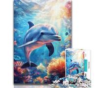 Animal Dolphin 1000 Piece Jigsaw Puzzles for Adults Gifts,Family Game Stress Reliever Difficult Challenge Great Gifts And Toys (50x75cm)