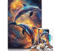 Animal Dolphin Jigsaw Puzzles for Teenagers,Challenging Game Toys Every Piece Is Unique - Challenging Family Fun Game 50x75cm
