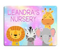 Animal Door Sign Nursery Name Plaque Personalised Safari Girls Bedroom Gift KD97