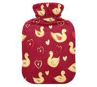 Animal Duck Heart Shape Red Valentine Travel hot Water Bottle with Soft Cover, 2Lhot compresses for The Body for Pain Relief,Hand Feet Warmer,Bolsa para agua Caliente para Dolor