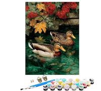 Animal Duck Paint by Numbers for Children, 24x32 inch Large Paint by Numbers for Adults, DIY Oil Paintings Crafts Hobbies for Women Gifts With Brushes and Acrylic Pigment Home Wall Decor BJHWK593