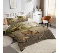 Animal Duvet Cover 120x150cm Muntjac Bedding Set 3 Pieces - 110gsm Soft Brushed Microfiber Quilt Cover, Bed Set with 2 Pillowcases 50x75 cm, Zipper Closure -kK2600