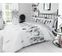 Smart Living Printed Polycotton Feathers Duvet Cover With Pillowcases In White White
