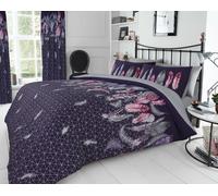 Smart Living Printed Polycotton Feathers Duvet Cover With Pillowcases in Purple | Size: Double Smart Living Purple Double