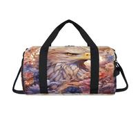 Animal Eagles Flower Sport Duffel Bag with Shoes Compartment Overnight Weekender Bags Travel Gym Luggage Organizer for Women Men Kids Girls Boys