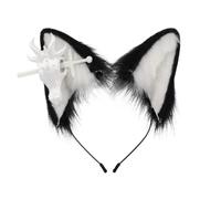 Animal Ear Headband - Realistic Fox Wolf Dog Cosplay Accessory(Blackwhite)