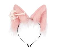Animal Ear Headband - Realistic Fox Wolf Dog Cosplay Accessory(Pink)