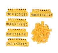 Animal Ear Tag Thick 01 to 100 Numbered Plastic Livestock Ear Tags for Cattle Goat Pig, Fade and Weatherproof Identification Tags for Farm Management (Yellow with lettered cow ear tag)
