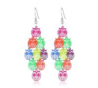 Animal Earrings Multi Layer Owl Butterfly Earrings Starfish Dragonfly Dangle Earrings Rainbow Color Animal Pendants Earrings Long Dangle Ear Stud for Women, Zinc, No Gemstone