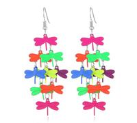 Animal Earrings Multi Layer Owl Butterfly Earrings Starfish Dragonfly Dangle Earrings Rainbow Color Animal Pendants Earrings Long Dangle Ear Stud for Women, Zinc, No Gemstone