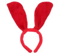 Animal Ears Headband Floppy Puppy Dog Ear Headband Animal Hair Hoop Pug Pooch Ears Headwear Women Headpiece Hair Accessory for Holiday Easter Party Halloween Xmas Festival Decors (Red)
