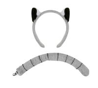 Animal Ears - Lemur Headband with Ears and Tail Plush Costume Accessory Adjustable Fit Lightweight Dress Up Accessory | Boys Girls Halloween Holida