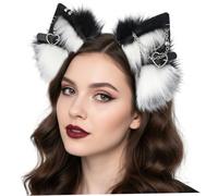 Animal Ears, Plush Fox Ears with Bendable Frame, for Cosplay, Rave, Gothic Festival Outfits(White)