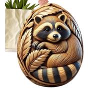 Animal Easter Carving Craft Egg, Hand Carved Wooden Animals Egg Ornaments, Carving Art Decor, Easter Basket Fillers, Realistic Carved Animal Egg Easter Decorations for Kids Party Home Decor
