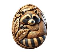 Animal Easter Carving Craft Egg - Hand-Carved Wooden Eggs for Crafts, Home Decor, Easter Basket Fillers, and Holiday Decorations (E)