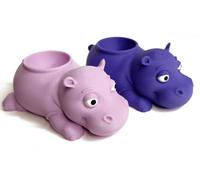 Animal Egg Cup Holder Twin Pack - Novelty Easter Souvenir Gift Soft Boiled Egg Stand Animal Shaped Kitchen Table Accent Family Breakfast Ornament Seasonal Gift (Hippo Twin Pack)