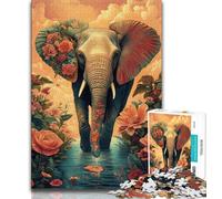 Animal Elephant Adult Jigsaws 1000 Pieces Difficult,Decompressing Intellectual Educational Toy Suitable for Desktop Decoration (38x26cm)
