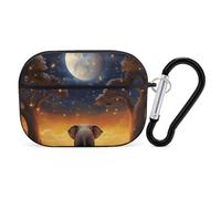 Animal Elephant Owl Tree Moon Star AirPod Pro Case, Anti Scratch Hard PC Cover with Keychain, AirPod Pro 2nd/1st Case Accessories for Women Men, Black-Style