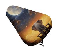 Animal Elephant Owl Tree Moon Star Bike Seat Cover Waterproof Oxford Fabric, Universal Adjustable Bicycle Saddle Cover with Drawstring Easy Install Protective Rain Dust Covers for Women Men