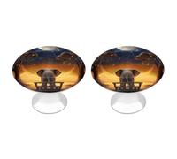Animal Elephant Owl Tree Moon Star Cabinet Handles 2 Pack Stainless Steel Kitchen Drawer Pulls with Installation Screws Round Dresser Drawer Knobs 1.1 Inch Modern Cabinet Hardware Door Handles