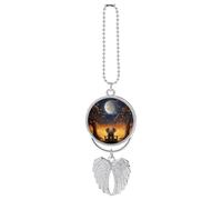 Animal Elephant Owl Tree Moon Star Car Hanging Pendant, Zinc Alloy Rearview Mirror Charms - Relieve Visual Fatigue, Vintage Keychain Pendant, Lucky Car Interior Hanging Decoration, Silver-Style