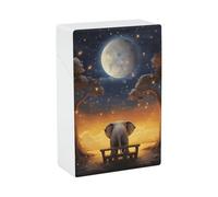 Animal Elephant Owl Tree Moon Star Cigarette Case 85mm King Size, Crushproof Plastic Cigarette Box Holder for Men Women Cigar Protective Cover Waterproof Cigarettes Holder 20 Capacity