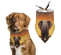 Animal Elephant Owl Tree Moon Star Dog Bandanas for Feeding Grooming, Triangle Pet Bibs Washable Pets Scarf for Cats & Dogs
