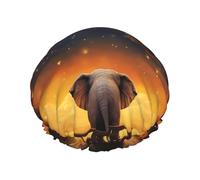 Animal Elephant Owl Tree Moon Star Double Layer Waterproof Shower Cap For Women, Reusable Bath Hat With Elastic Band, Keep Hair Dry For Shower And Skincare