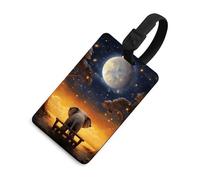 Animal Elephant Owl Tree Moon Star Luggage Tags with ID Card, Durable Travel Bag Tags, Waterproof Name Tag for Suitcases, Backpacks & Travel Cases Black-Style