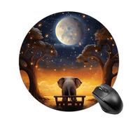 Animal Elephant Owl Tree Moon Star Round Mouse Pad 7.8 Inch, Portable Gaming Mouse Mat with Non-Slip Rubber Base & Smooth Surface, Waterproof Mousepad for PC, Laptop, Computer, Office, Home