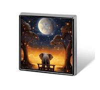 Animal Elephant Owl Tree Moon Star Square Lapel Pin 0.7x0.7in Aluminum Badge Stylish Personalized Accessory Daily Wear